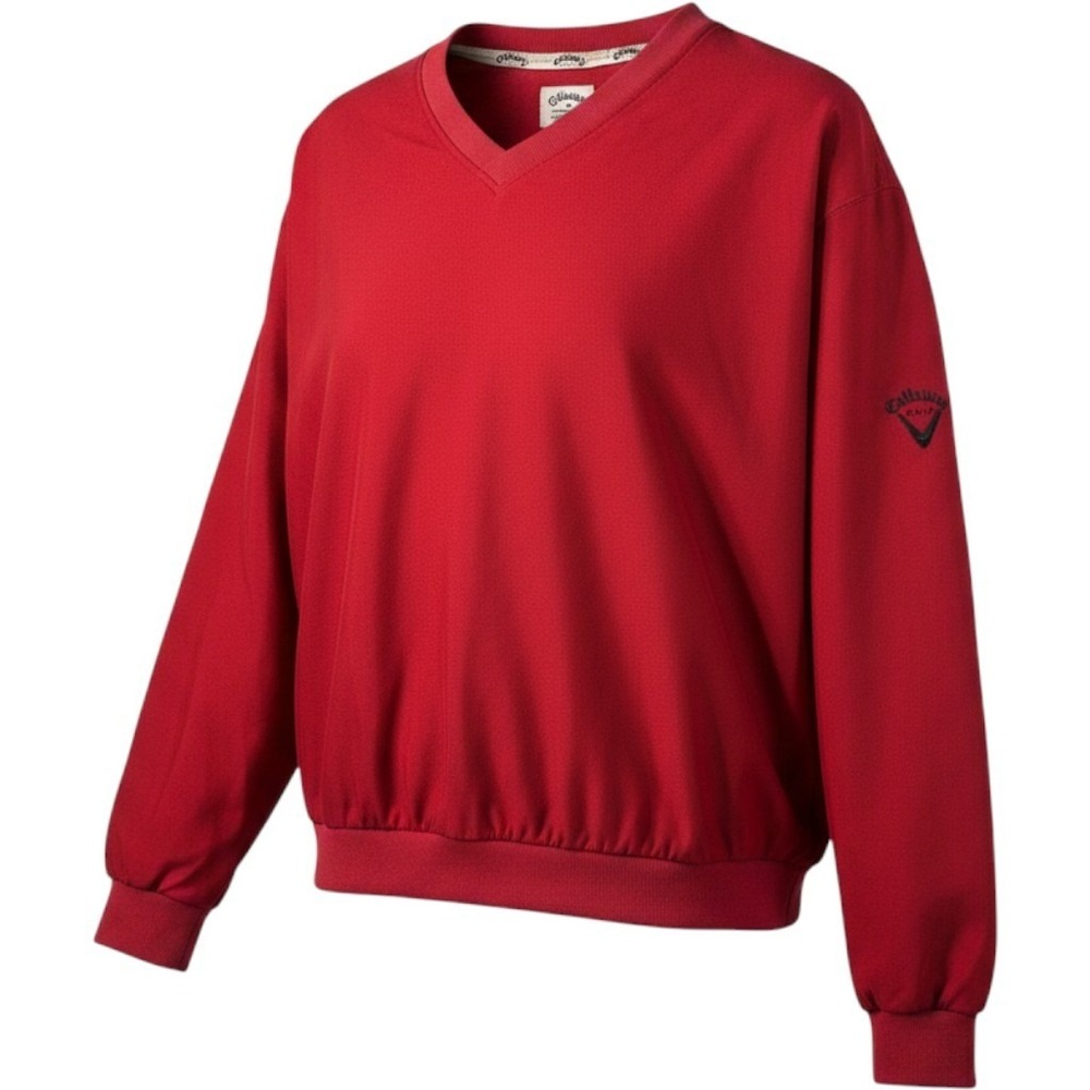 Callaway Golf Windbreaker Pullover Mens XL Red Polyester V-Neck‎ Jacket Classic
